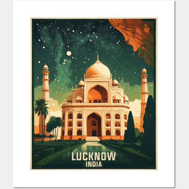 Lucknow India Starry Night Vintage Tourism Travel Wall Art by TravelersGems